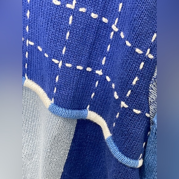 Storybook Knits Blue Denim Laundry Inspired Cardigan Sweater Colorblock Large - Picture 11 of 15